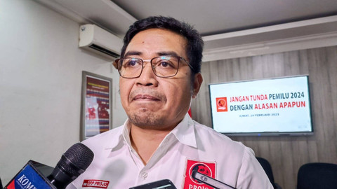 Sekjen DPP Projo Handoko dalam acara diskusi bertajuk "Jangan Tunda Pemilu 2024 dengan Alasan Apapun" di DPP Projo Pancoran, Jakarta, Jumat (24/2/2023). Foto: Thomas Bosco/kumparan