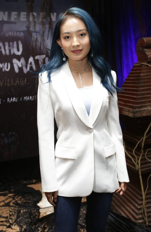 Natasha Wilona saat konferensi pers film Aku Tahu Kapan Kamu Mati di, Jakarta, Rabu, (1/3/2023). Foto: Agus Apriyanto