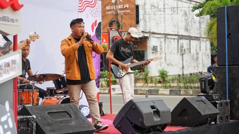 Salah satu band indie asal Kota Prabumulih, Sumsel yang tampil maksimal dalam seleksi parade band untuk lolos di event nasional, Minggu (12/3) Foto: abp/Urban Id