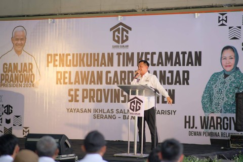 Pengukuhan kepengurusan relawan Gardu Ganjar yang mencakup hingga tingkat kecamatan di Banten. Foto: Dok. Istimewa