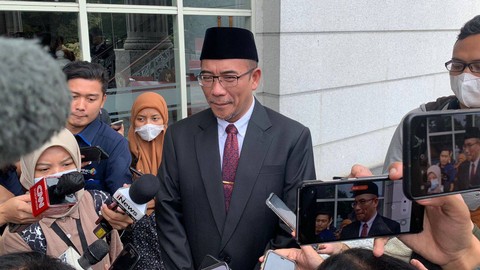 Ketua KPU, Hasyim Asyari di Gedung MK, Senin (20/3/2023). Foto: Luthfi Humam/kumparan
