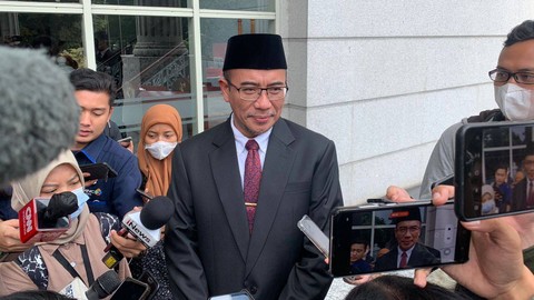 Ketua KPU, Hasyim Asyari di Gedung MK, Senin (20/3/2023). Foto: Luthfi Humam/kumparan