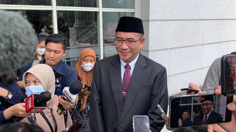 Ketua KPU, Hasyim Asyari, di Gedung MK, Senin (20/3/2023). Foto: Luthfi Humam/kumparan