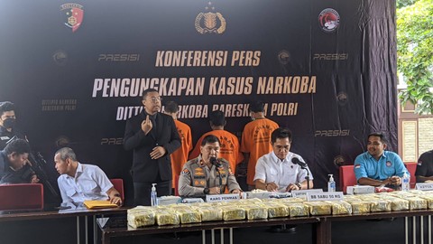 Jumpa pers pengungkapan sabu seberat 50 kilogram di Bareskrim Polri, Jakarta, Senin (20/3).  Foto: Jonathan Devin/kumparan