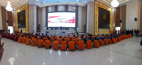 123 tersangka yang berhasil diamankan. | Foto: Sinta Yuliana/Lampung Geh