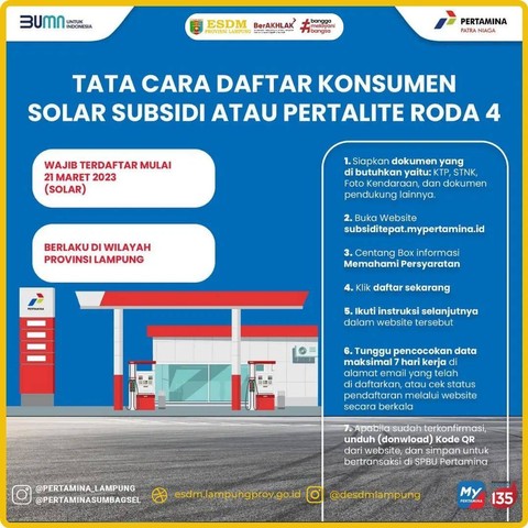 Tata cara mendaftar untuk mendapatkan scan barcode pada pembelian BBM jenis Solar subsidi. | Foto : Dok. ESDM Lampung