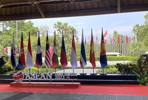 Suasana Asean Finance Ministers and Central Bank Governers  Meeting di Bali Nusa Dua Convention  Center, Selasa (28/3).  Foto: Sinar/ kumparan