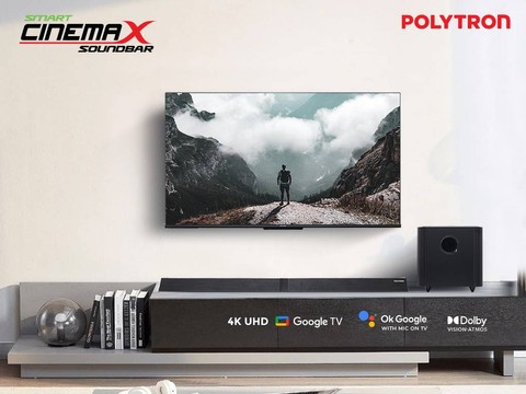 POLYTRON 4K UHD Smart Cinemax Soundbar Google TV 50 Inch PLD 50BUG5959 dengan berbagai fitur canggih agar aktivitas nonton makin menyenangkan. Foto: Dok. Polytron