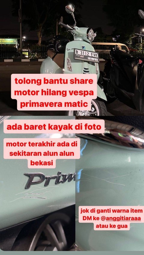Selebgram Anggi Tiara Dirampas Vespa-nya di Alun-Alun Kota Bekasi