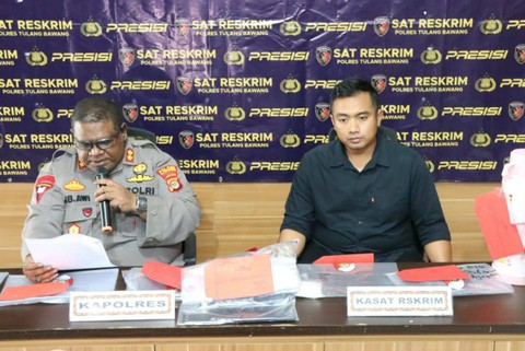 Polres Tulang Bawang saat konferensi pers. | Foto, : Dok Polres Tulang Bawang