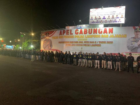 Apel gabungan Tekab 308 Polda Lampung dan polres jajaran. | Foto: Bella Sardio/ Lampung Geh