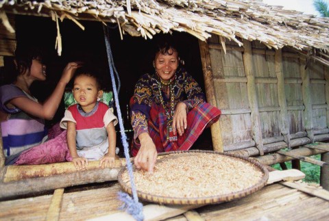 Perempuan T'Bolis membuat tenunan kain dari penglihatan mereka dalam mimpi.