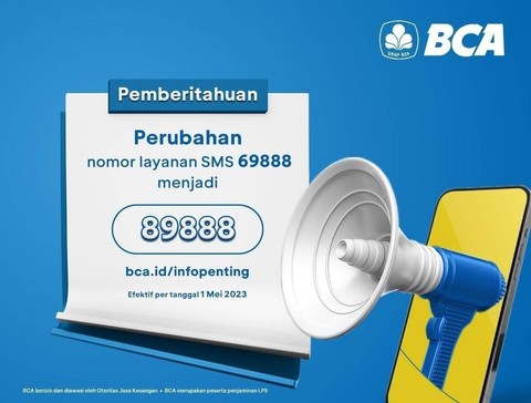 Pemberitahuan perubahan nomor layanan SMS BCA. Dok: BCA