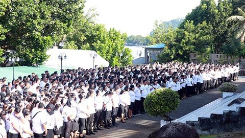 Aparatur Sipil Negara (ASN) di lingkungan Pemerintah Kabupaten Kepulauan Sitaro saat mengikuti apel perdana.