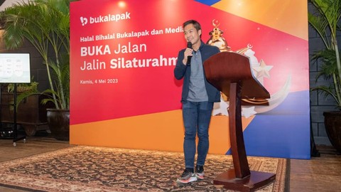 Presiden PT Bukalapak.com Tbk (BUKA) Teddy Oetomo di Halal Bi Halal Bukalapak dan Media, Kamis (4/5/2023). Foto: Dok. Bukalapak