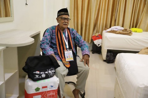 Muhammad Taher Abdussalam, jemaah haji Aceh tertua asal Gayo Lues. Foto:  Humas Kemenag Aceh