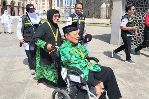 Agus Yusuf, saat melaksanakan ibadah haji 2023 di Arab Saudi.  Foto: MCH 2023