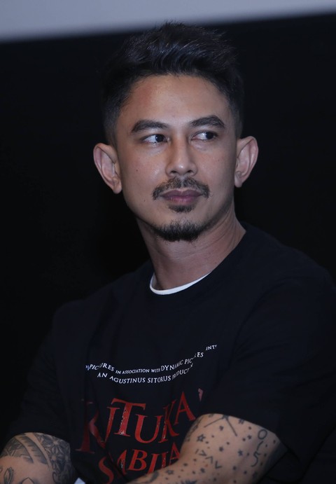Artis Fandy Christian saat hadir di konferensi pers film Kutukan Sembilan Setan di Epicentrum, Jakarta, (5/6/2023). Foto: Agus Apriyanto