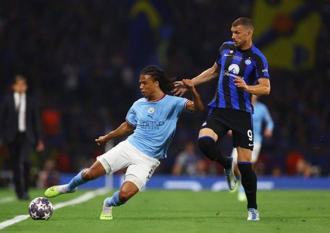 Manchester City vs Inter Milan di final Liga Champions 2022/23, Minggu (11/6) dini hari WIB. Foto: Matthew Childs/REUTERS