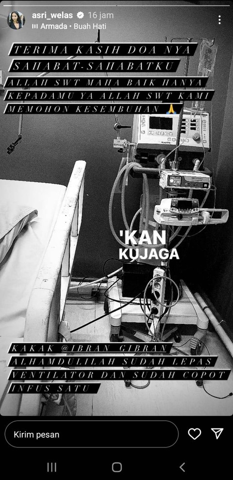 Asri Welas mengungkap kondisi terkini anaknya. Foto: Instagram Story @asriwelas