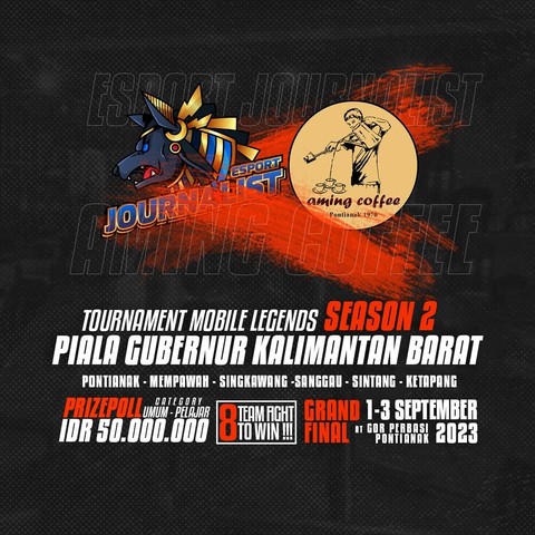 eSport Journalist Pontianak kolaborasi bersama Aming Coffee menggelar Turnamen Mobile Legend memperebutkan piala bergilir Gubernur Kalimantan Barat (Kalbar) season II, bertajuk West Kalimantan Series 2023. Foto: Dok. Istimewa