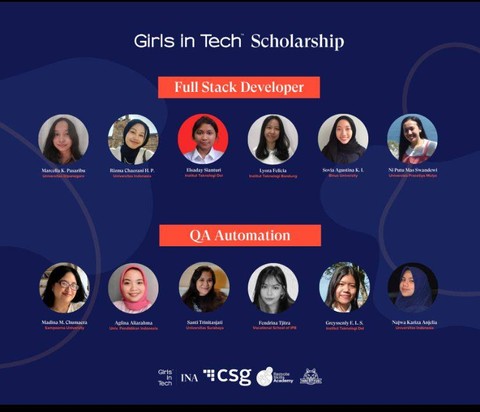 Para penerima beasiswa talenta digital dari NGO pemberdayaan perempuan, Girls in Tech Indonesia.  Foto: Dok. Istimewa