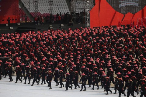 Gladi bersih persiapan perayaan Puncak Bulan Bung Karno yang akan diadakan Sabtu (24/6/2023) besok. Foto: PDIP