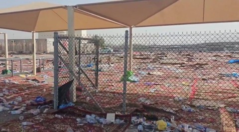 Kondisi Muzdalifah terkini, sudah sepi jemaah haji, Rabu (28/6/2023) siang hari. Foto: Twitter/@AlissaWahid