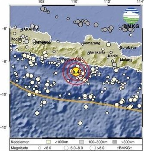 Gempa 64 magnitudo di Bantul terasa hingga Bandung, Solo. Foto: Dok. BMKG