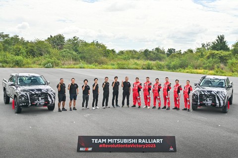 Tim Mitsubishi Ralliart jelang persiapan Asia Cross Country Rally (AXCR) 2023. Foto: Mitsubishi Motors