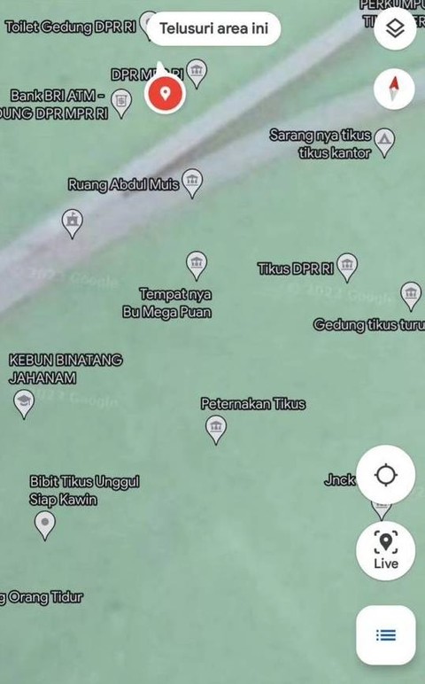 Screenshot Google Maps untuk Gedung DPR. Foto: Dok. Istimewa