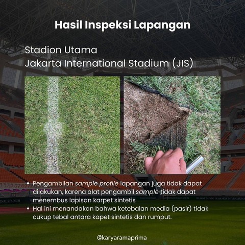 Hasil inspeksi rumput JIS oleh KaErPe. Foto: Instagram/@karyaramaprima