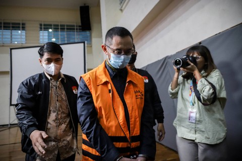 Penahanan eks Kepala Bea Cukai Makassar, Andhi Pramono di Gedung KPK, Jakarta, Jumat (7/7/2023). Foto: Jamal Ramadhan/kumparan