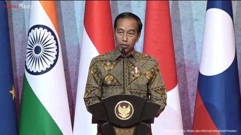 Presiden Jokowi terima kunjungan kehormatan para Menlu ASEAN di Jakarta, Jumat (14/7/2023). Foto: Youtube/Sekretariat Presiden