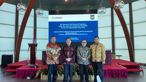 Kepala BSKDN Kemendagri Yusharto Huntoyungo saat menjadi Keynote Speech dalam acara Diseminasi Hasil Pengukuran Uji Coba Instrumen ITKPD Provinsi, Kabupaten dan Kota di Hotel Aston Makassar pada Kamis (20/7). Foto: Dok. Istimewa