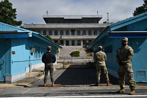 Zona Demiliterisasi (DMZ) yang memisahkan Korea Utara dan Korea Selatan di Paju, Korea Selatan. Foto: Anthony WALLACE / AFP