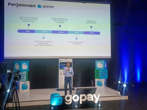 Presiden Unit Bisnis Financial Technology GoTo Hans Patuwo dalam peluncuran aplikasi Gopay di Kantor Gojek Pasaraya Blok M, Rabu (26/7/2023). Foto: Ghinaa Rahmatika/kumparan