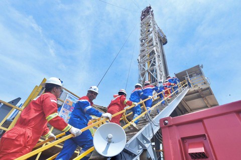 Pertamina Hulu Rokan (PHR) melakukan pengeboran perdana sumur migas Gulamo di Blok Rokan, Riau. Foto: Pertamina