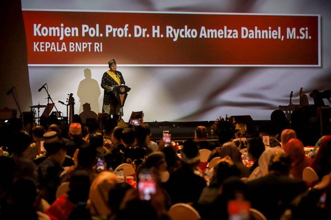 Kepala BNPT Komjen Pol Rycko Amelza Dahniel pada acara puncak HUT ke-13 Badan Nasional Penanggulangan Terorisme (BNPT) di Djakarta Theater, Jakarta, Jumat (28/7/2023). Foto: Jamal Ramadhan/kumparan