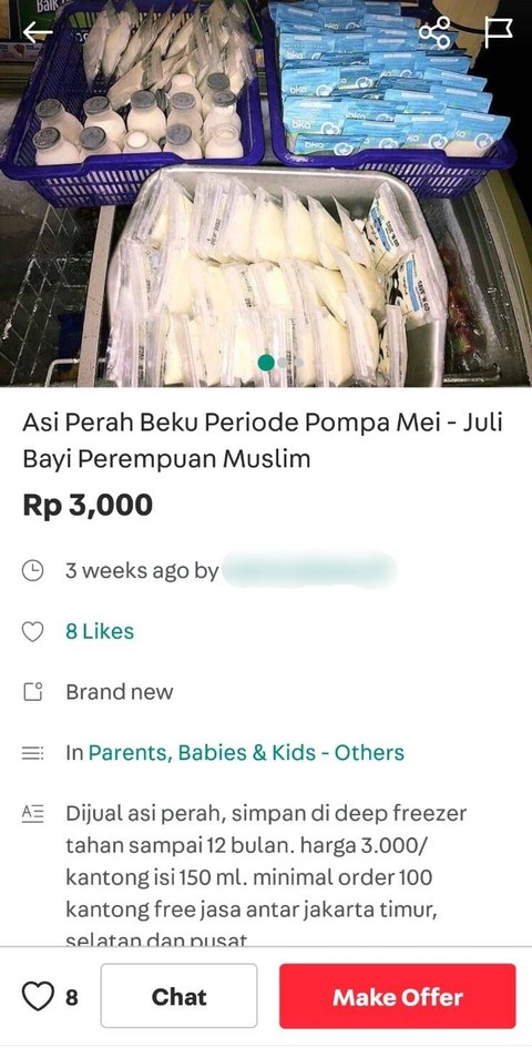 Fenomena jual ASI perah online. Foto: Ecommerce/dr. Wiyarni Pambudi, SpA, IBCLC