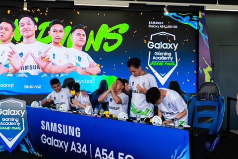 Tim GRD keluar sebagai pemenang Galaxy Gaming Academy 2023 setelah mengalahkan Pats Esports 3-1. Foto: Samsung Indonesia/Kincir