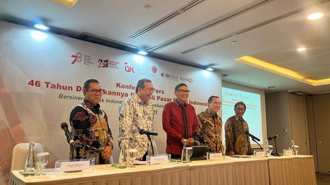 Konferensi pers HUT ke-46 Pasar Modal Indonesia, Kamis (10/8/2023). Foto: Fariza Rizky Ananda/kumparan