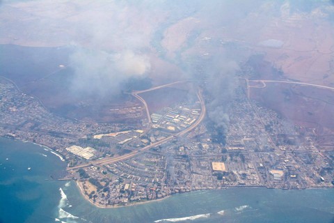 Kebakaran hutan yang meluas yang membakar sebagian besar kota di Lahaina, Maui, Hawaii, AS 10 Agustus 2023. Foto: Marco Garcia/Reuters