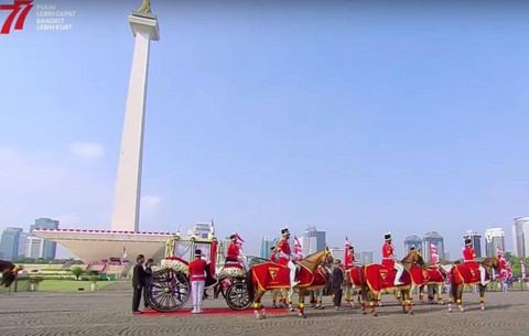 Kereta kencana Ki Jaga Rasa dalam HUT Ke-77 RI, 17 Agustus 2022 di Monas, Jakarta. Foto: YouTube/Setpres