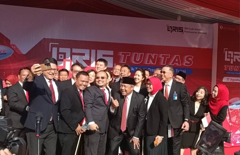 Bank Indonesia meluncurkan fitur QRIS Tuntas sebagai kado ulang tahun Indonesia ke-78. dok. Akbar Maulana/ kumparan
