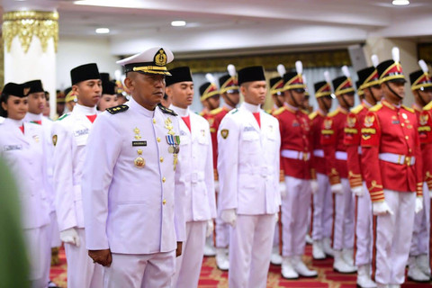 Tim Pasukan Pengibar Bendera Pusaka (Paskibraka) yang bertugas untuk mengibarkan bendera Merah Putih pada Upacara Peringatan Detik-Detik Proklamasi Kemerdekaan Republik Indonesia pada Kamis (17/8/2023). Foto: Lukas/Biro Pers Sekretariat Presiden