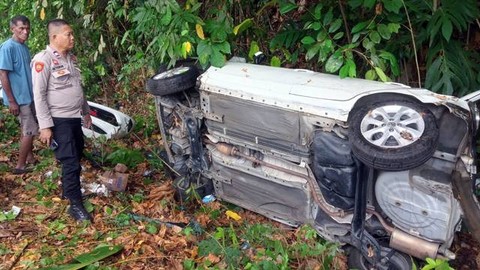 Kecelakaan maut di Desa Sapa, Minahasa Selatan, yang menewaskan dua orang.