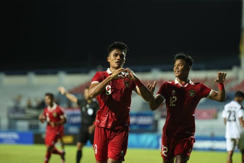 Timnas U-23 Indonesia vs Timor Leste dalam laga kedua Grup B Piala AFF U-23 2023 di Rayong Province Stadium, Thailand, pada 20 Agustus. Foto: PSSI
