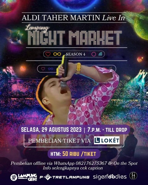 Aldi Taher gelar konser di acara Lampung Night Market (LNM) di Transmart Bandar Lampung. | Foto: Dok Lampung Night Market