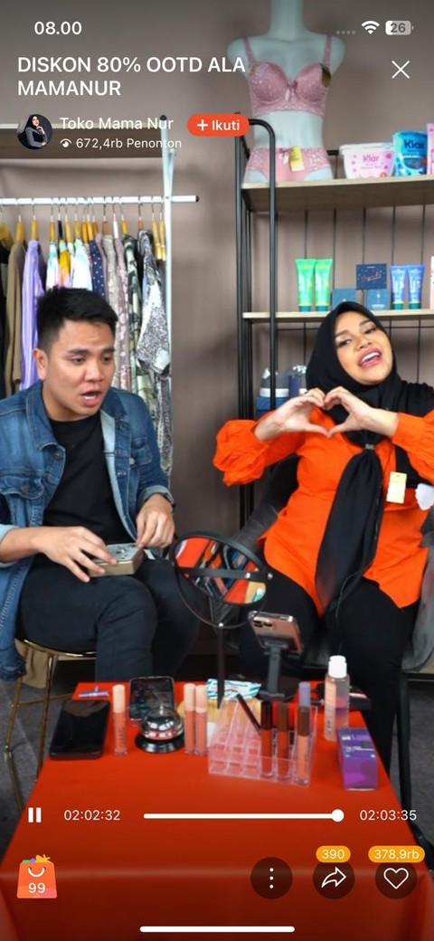 Aurel Hermansyah di Shopee Live. Dok. Istimewa.